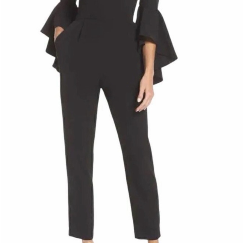 Suzi Chin for Maggy Boutique Black Tailored Straight-Leg Jumpsuit